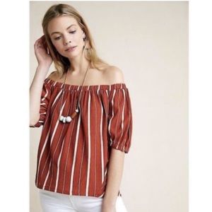 NWT Anthropologie Elodie Off- Shoulder Striped Top